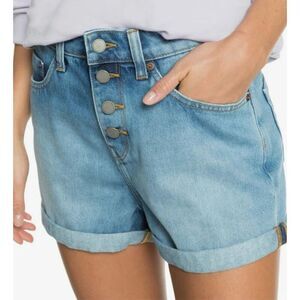 Roxy cuffed denim button fly shorts size 28